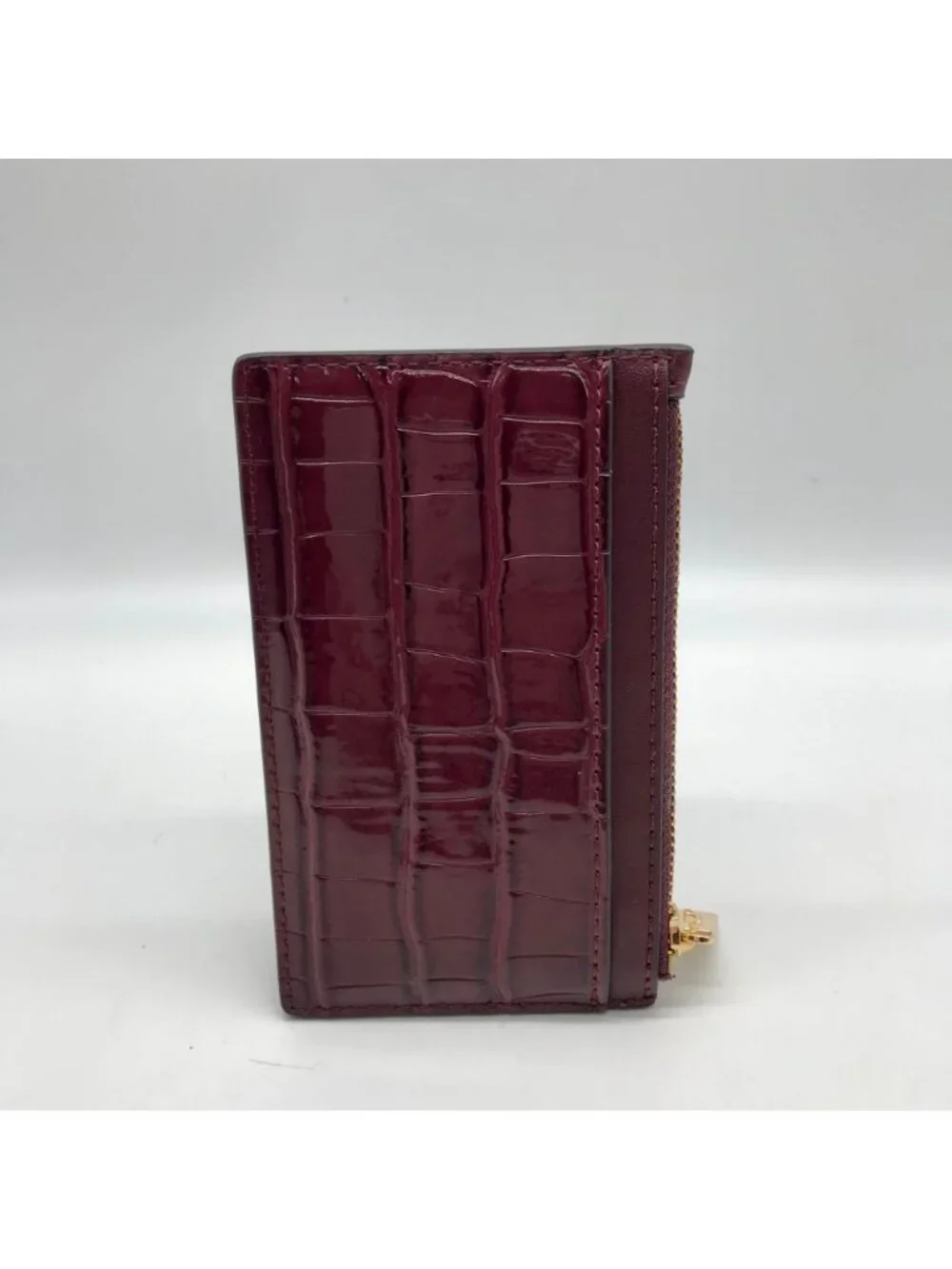 Michael Kors Oxblood Croc Embossed Leather Card Holder